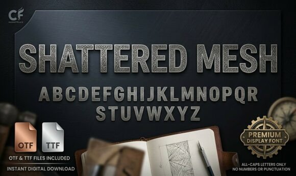 Shattered Mesh: Bold Industrial Typography